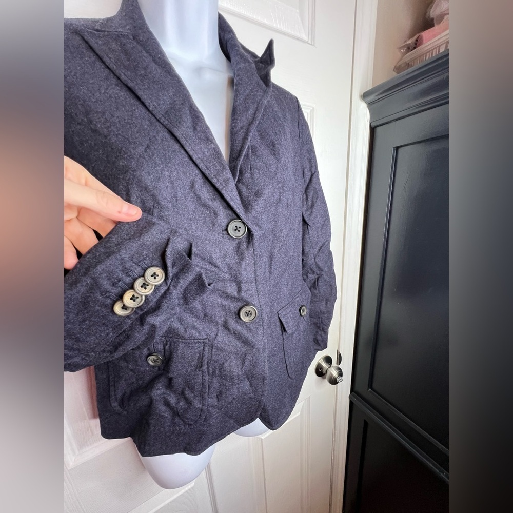 Lands’ End Petites 4 Navy Blue Wool Blazer Jacket Classic 4P Lined - Picture 6 of 16